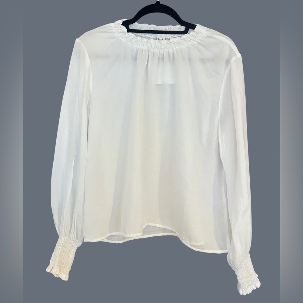 Bella Dahl White Ruffle Neck Blouse Size Medium NWT
